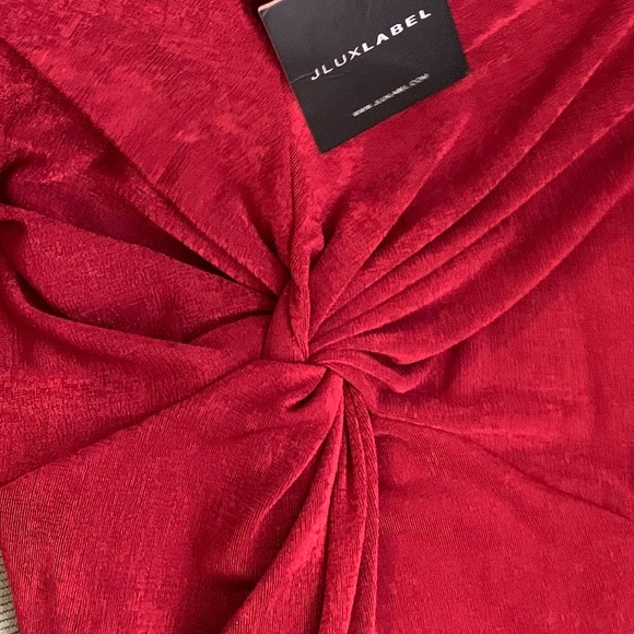 JLUXLABEL💋 DEEP RED 💋TIARA FRONT KNOT DRESS - Picture 7 of 8